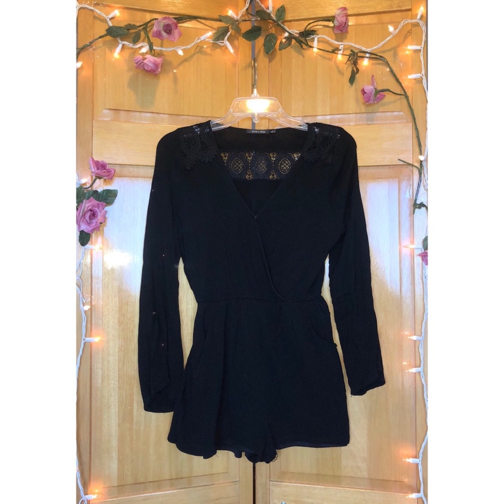 black lace detail romper